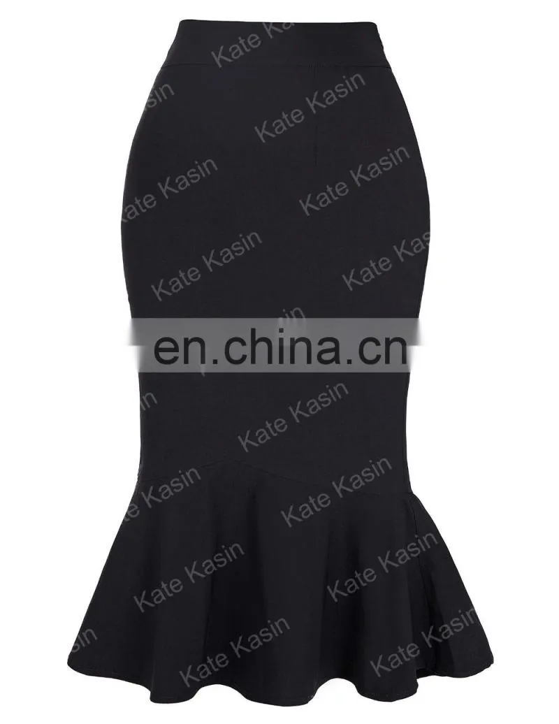 Kate Kasin Occident Women Fashion Office Lady Causal Mermaid Hips-Wrapped Pencil Skirt KK000241-1