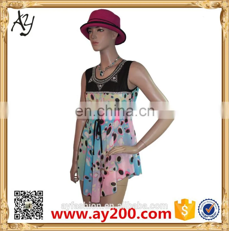 Wholesale Newest Design Dress Rainbow Chiffon short dress Print dress