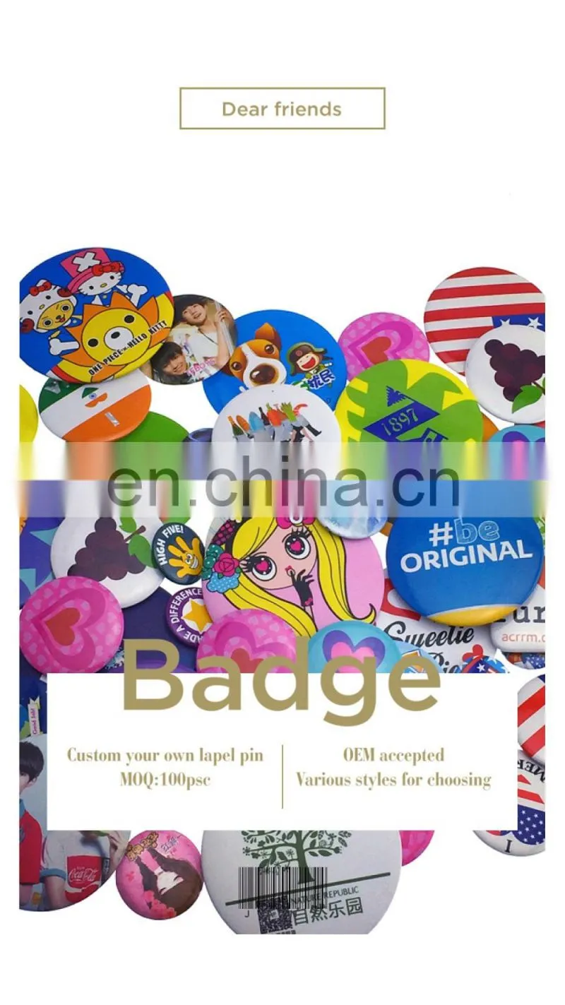 free design children design button lapel pin badge china