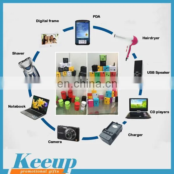 Promotional cheap universal travel adapter with USB port