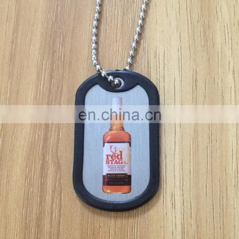 Hot selling e- friendly silicone dog tag with long ball chain