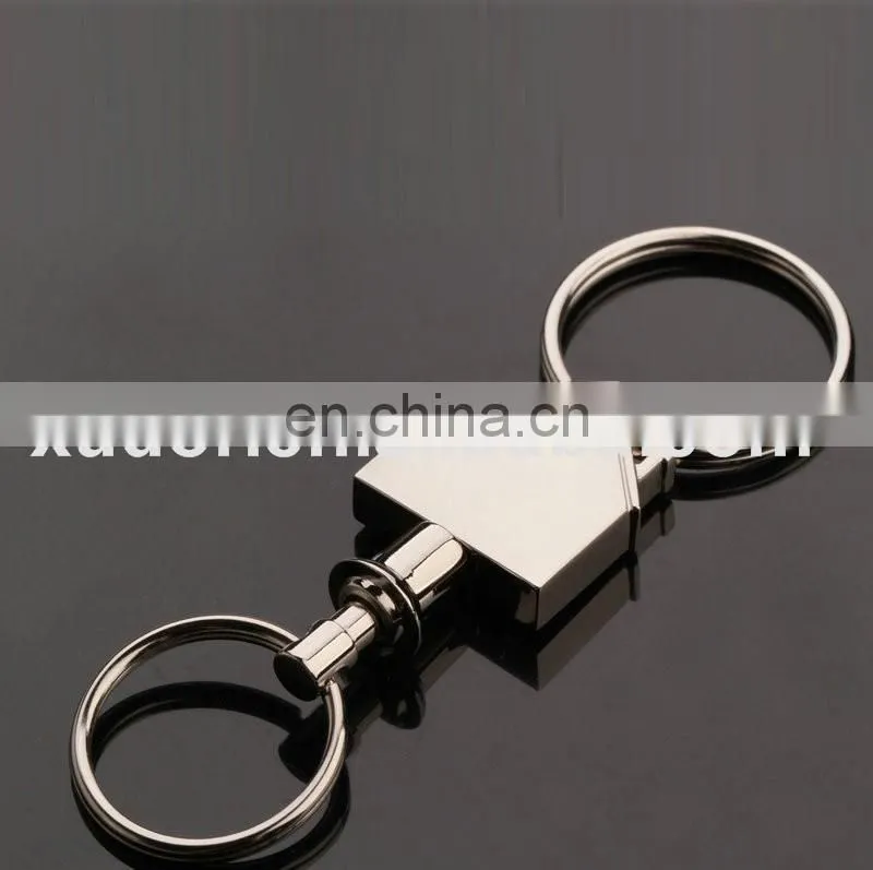 Custom Made House Shaped Blank Metal Keychain with double rings