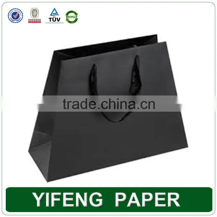 Art paper custom wholesale black bread paper bag