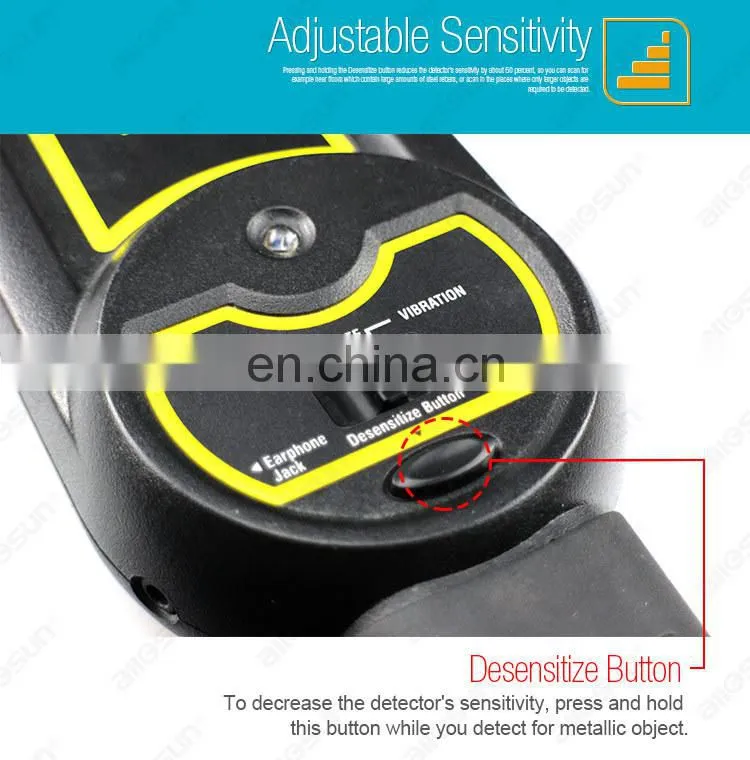 All-sun TS92Handheld Body Scanner Wand Metal Detector Security Check Adjustable High Sensitivity with Rechargeable Battery