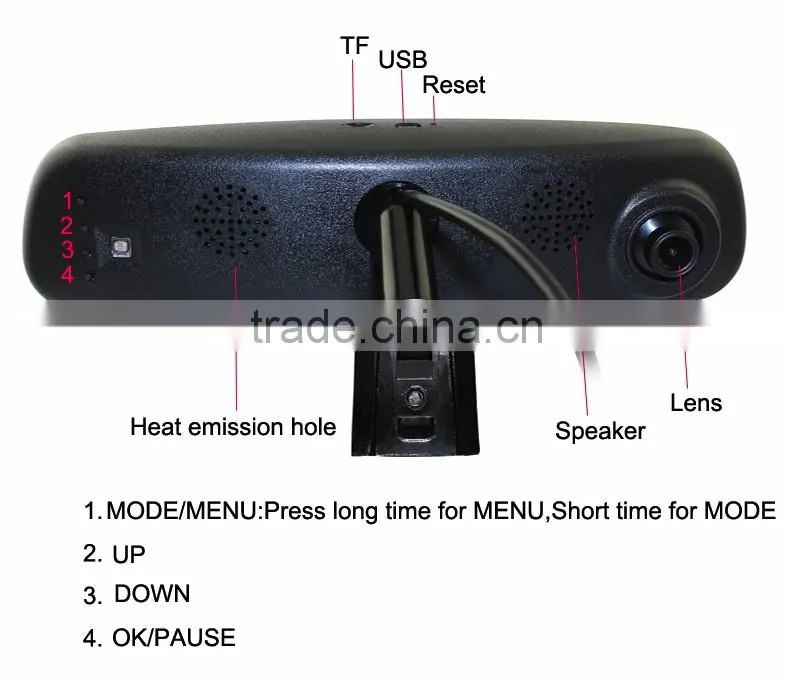 OEM mirror monitor 4.3" display Car DVR Mirror Monitor with Original Bracket Rearview Parking monitor1080P