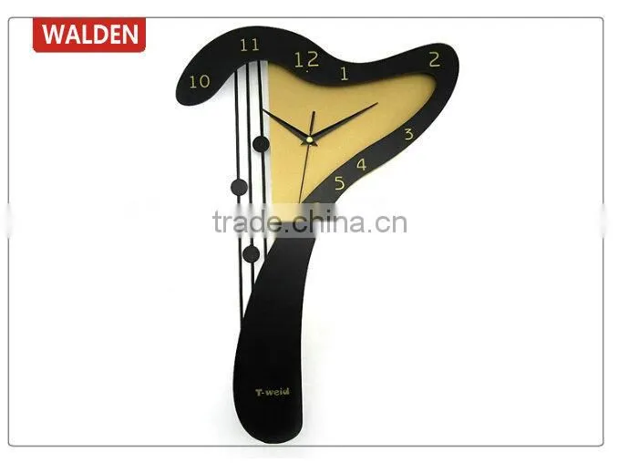 Harp Shaped Creative Fashion Quartz Analog Wooden Wall Clock