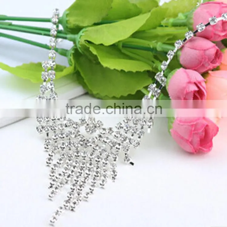 Ladies sterling silver fancy diamond necklace designs for women Simple elegant wedding dress set