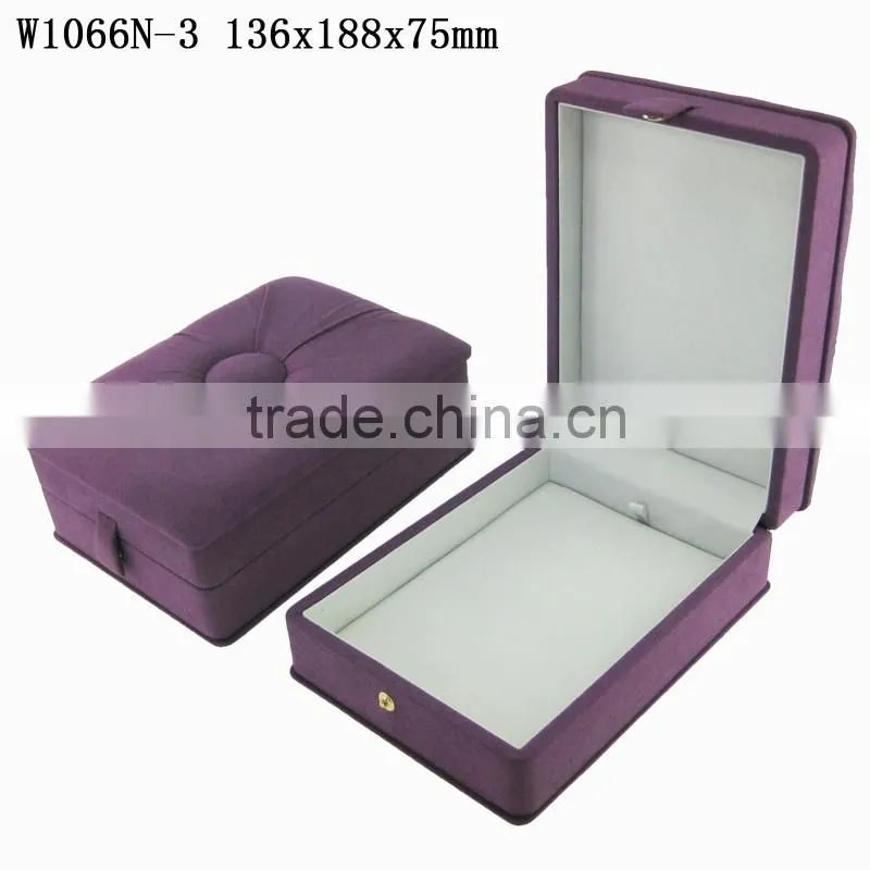W1066LS Classic Suede Luxury Gift Wood Jewelry Box for Bracelet Chain