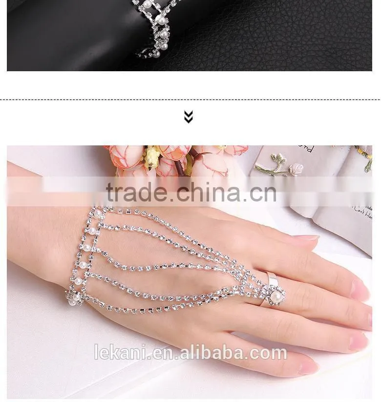 Bright Evening Party Ladies Luxury Fashion Crystal Arabic Ring Bracelet