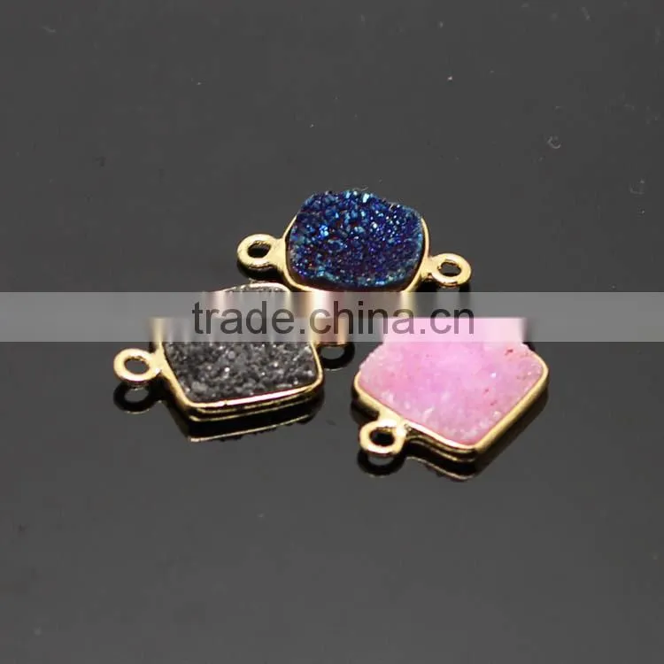 JF8609 Gold dipped turquoise connectors,double bail turquoise charm