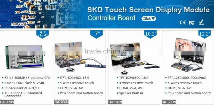 5 inch small SKD lcd Module with Resistive touch panel LED backlight