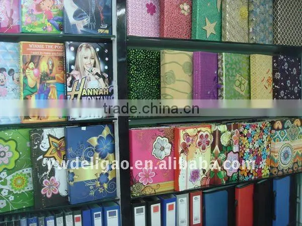 Embossed Glitter Woven Cloth Wrapping Ring Binder Desktop File Holder for Office Stationery Cardboard A4 or FC Size