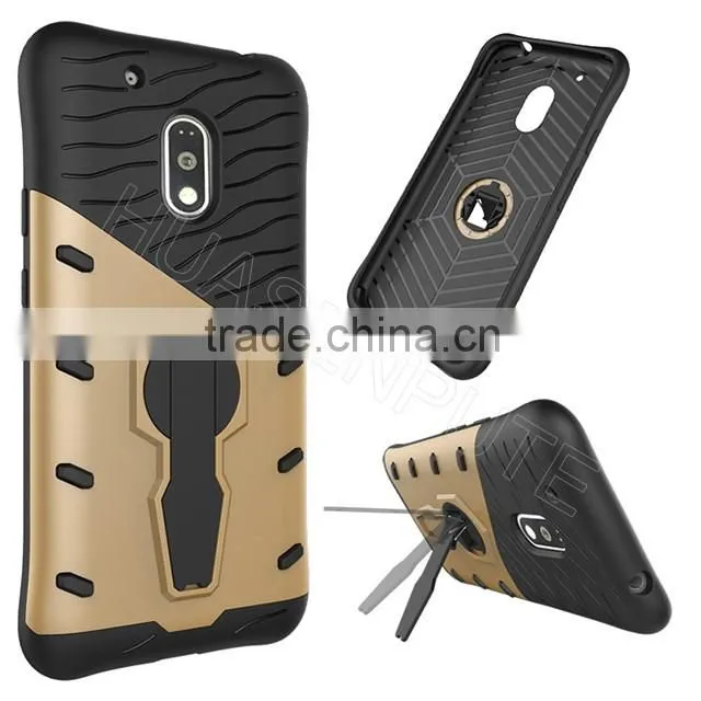 Heavy Duty Armour Shock Proof Hard Case Cover With Stand For Moto G4 Play
