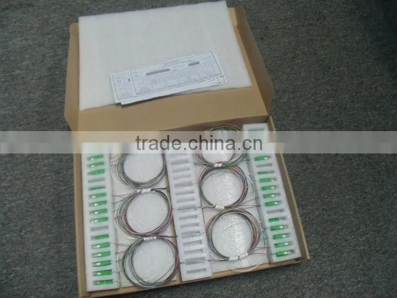 1*8 1260-1650nm Steel mini module type,0.9mm cable dia. 1.5m length,with SC/APC connector FTTH PLC Splitter