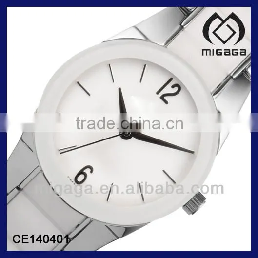 2014 POPULAR WHITE ZIRCONIA CERAMIC WATCH WITH CUSTOMIZED DESIGN