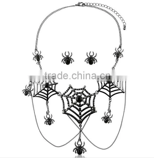 Rhinestone Spider Earrings and Necklace Set Spider Jewelry
