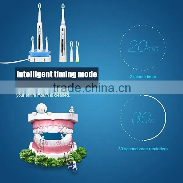 Sonic Electric Toothbrush Rechargable Waterproof with 2 Extra Replacement Brush Heads Charging Station US Plug SV030696