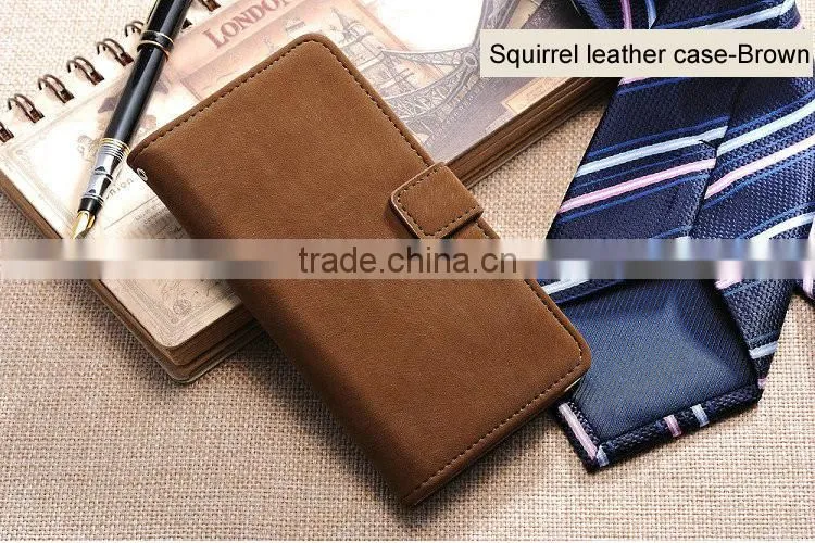 Soft feel classic squirrel smartphone flip leather case for xiaomi 5