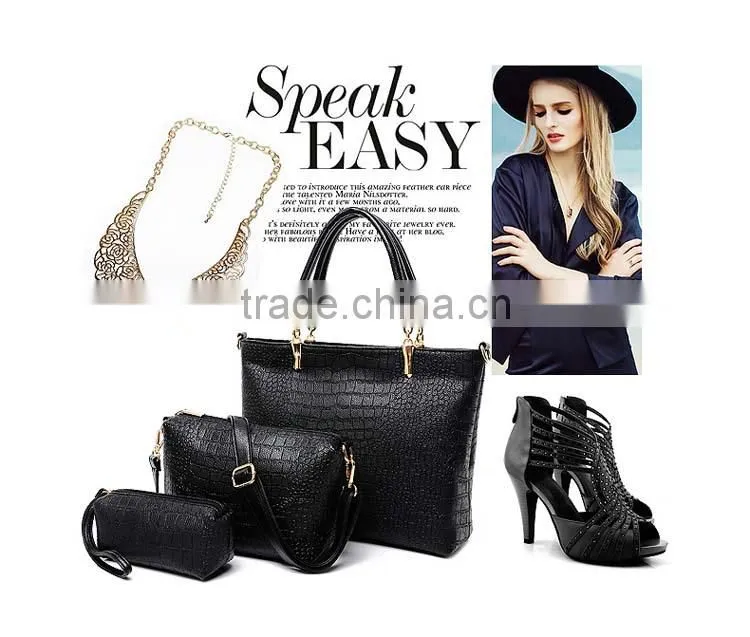 Wholesale Professional Croco PU lady handbag / woman handbag for office and shopping