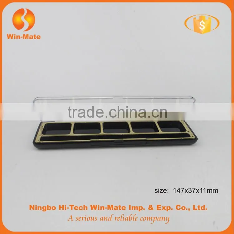 5 color empty eyeshadow cosmetic plastic box