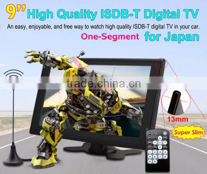 Super slim 9 inch portable ISDB-T digital TV with a headphone jack