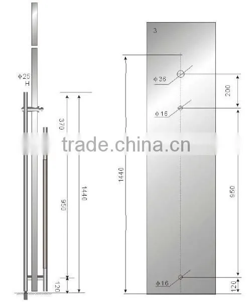 export stainless steel business building door pull handle with locker