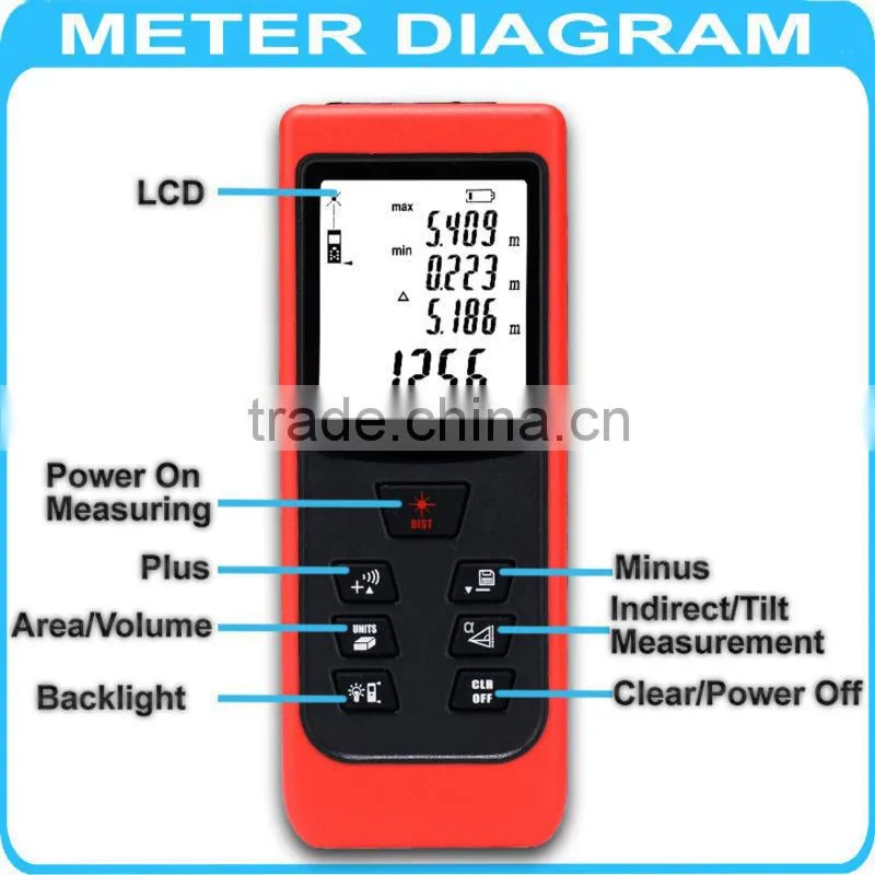 Area Volume Measurer Tilt Finder Accuracy 2mm 40m/131ft ft Laser Distance Meter