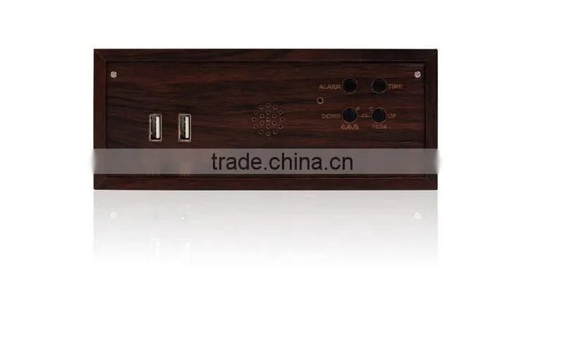 Wireless charger+Clock+Alarm+Thermometer,New style wood bluetooth speaker