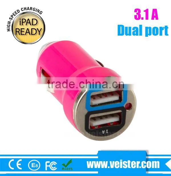 Powerful white 2.1A Dual USB Port Car Charger Adapter For iPhone 6 & 6 Plus 5S 5C 5 from veister