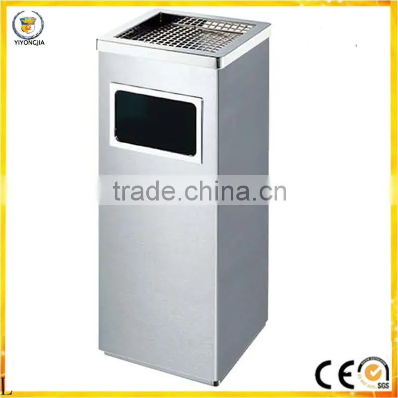 top round stainless steel with ashtray side open dustbin