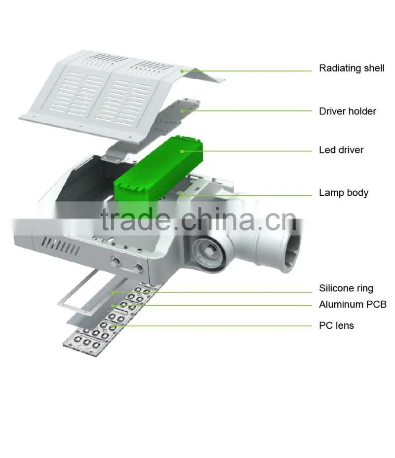 CE Rohs Adjustable Arm Meanwell Driver 100-140lm/W Different Beam Angle Modular Design 40W LED Street Light Manufacturer