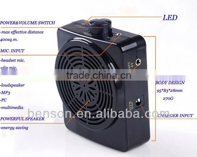 digital audio mini speaker amplifier, microphone,audio amplifier, megaphone N72 Black