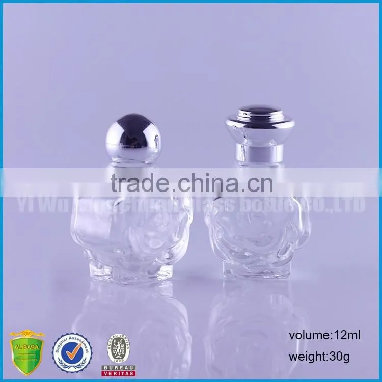 Skull Round Rose Oblate Empty E liquid Glass Bottles 12ml with Airtingt Aluminum Cap