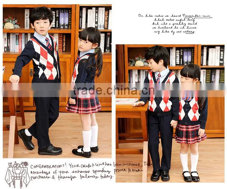 School uniform design kids cardigan pleated skirt girls school uniform set