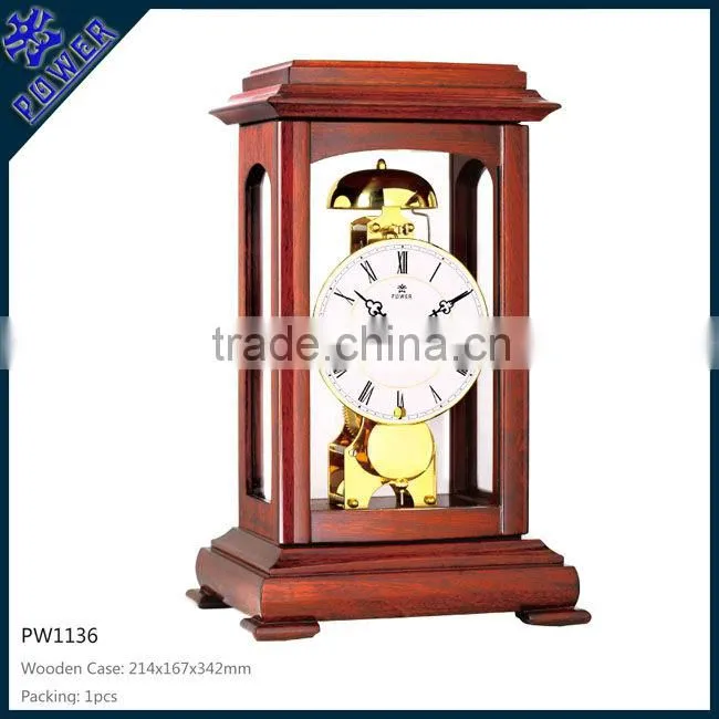 Desk clock with CE/FCC/ISO Wooden case power sweep movement PW1136D