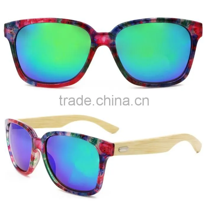 Plastic classic sunglasses wooden arms trendy glasses