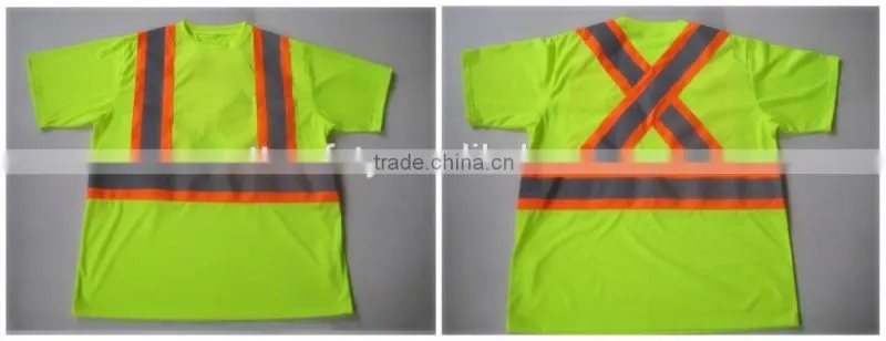 South America Market Fluorescent Orange Long Sleeve Reflective T-shirt with Reflective Tape