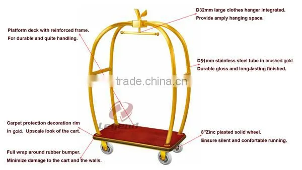 Apple shape deluxe luggage cart,Deluxe Bellman Cart