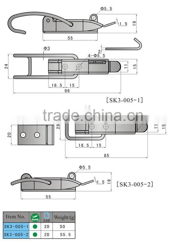 Hardware Toggle Latch,Horizontal Clamp,Metal Handle
