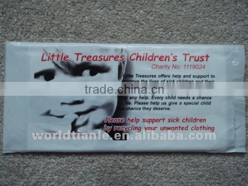 PE Plastic Charity Bag with Printing for Donation