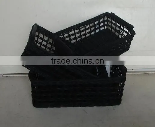 CD Rack White Wash Rattan Basket