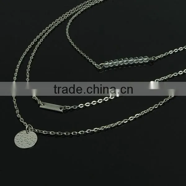 silver layers funny fashion jewelry necklace,fashion fake silver necklace