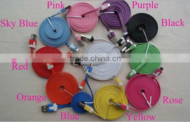 2m V8 usb charging cable flat micro usb cable for android mobile phone