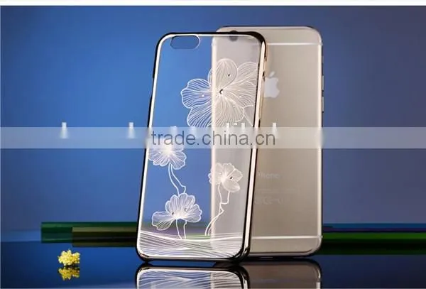 Wholesale fashion flower diamond hard cases for iphone 6 plus
