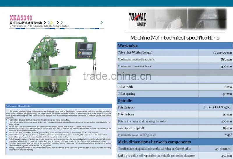 cnc metal spinning machine Vertical Milling Machine XKA5040 historic band