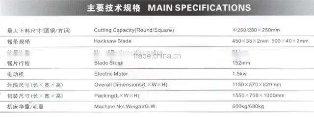 Supply Hacksaw Machine G7025B for Cutting Metal
