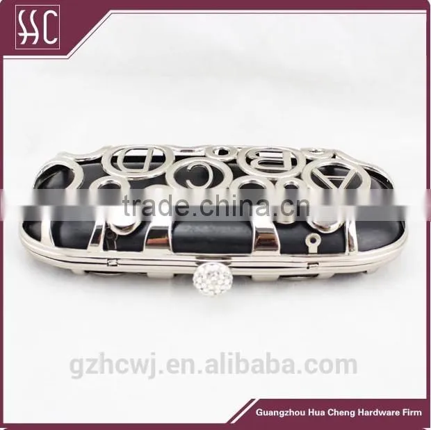 18.9*8.4cm newest evening clutch frames, metal clutch frame,crystal purse frames with plastic boxes