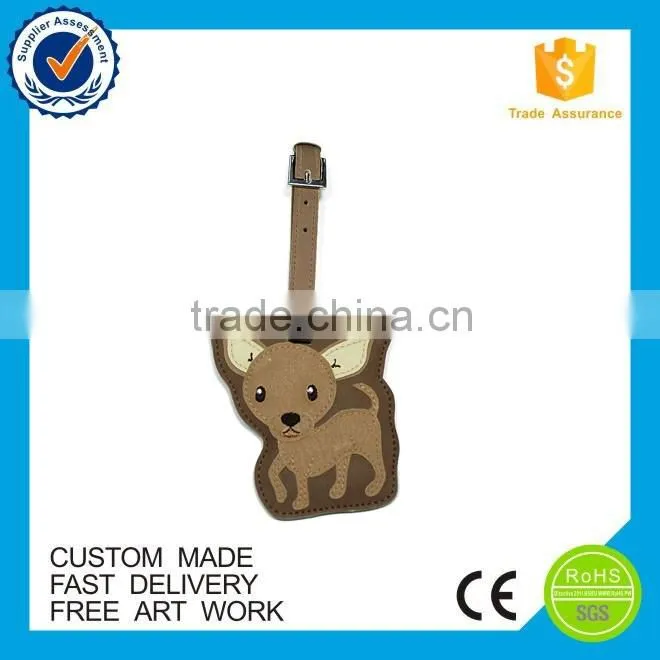 Hot sale cartoon dog funny leather luggage tag