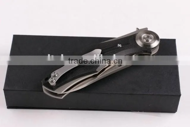 OEM Titanium alloy and G10 handle material knife with black gift box