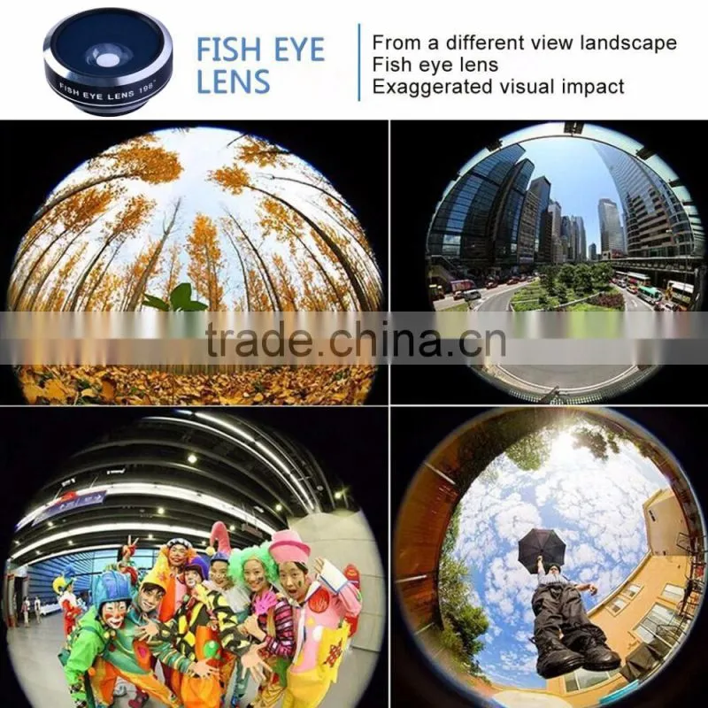 Fixed Focus Clip 3 in 1 lenses Fisheye Lens Wide Angle And Micro Lens Kit for iphone 7